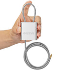 Hand holding Adjustable Steel Cable Padlock With 3 Keys, 3.28 Feet Long, Weatherproof Aluminum Lock for bikes and outdoor gear