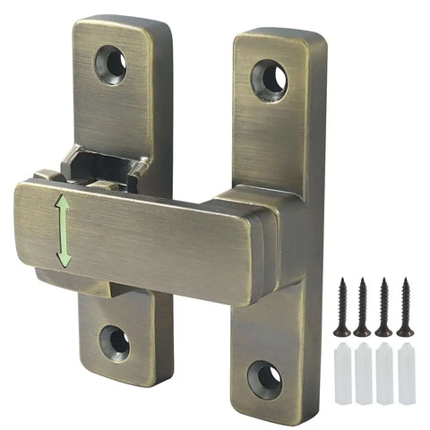 Heavy Duty 90 And 180 Degree Flip Latch Lock with antique bronze finish for barn doors, fences, sheds, includes screws and wall plugs.