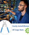 No Sweat Rotating Cage Nut Wrench, Quick Install And Removal Pliers For Network Server Rack Data Center Cabinets, fits M4 M5 M6 M8 M10 threaded inserts.