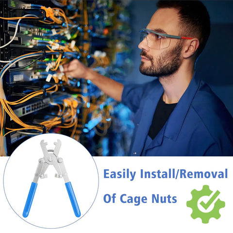 No Sweat Rotating Cage Nut Wrench, Quick Install And Removal Pliers For Network Server Rack Data Center Cabinets, fits M4 M5 M6 M8 M10 threaded inserts.