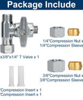Add A Tee Brass Angle Stop Valve Three Eighths By Three Eighths By One Quarter Compression Tee For Fridge Ice Maker RO Systems Easy Install 3 Way Diverter Water Line Splitter For Water Filters with fittings included