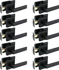 Passage Door Levers Heavy Duty Interior Square Door Handles Non Locking For Hall Closet Reversible Matte Black