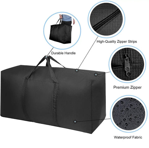 Extra Large Moving Bags With Strong Zippers And Handles For Clothes Storage And Moving, 31x18x10 Inches, 90 Liter Waterproof Oversized Totes
