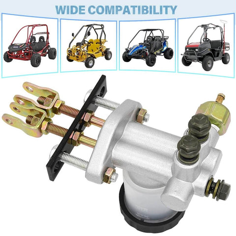 Go Kart Hydraulic Brake Master Cylinder Universal Fit For 90cc To 250cc ATV Buggy Quad With Pro Grade Aluminum Build displayed with fitting kit