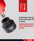 85mm 1 Inch Drive 6 Point Metric Shallow Chrome Molybdenum Impact Socket Heavy Duty Tool with locking pin and ring design
