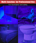 Demonstration of 4 Pack UV Black Light Pen Lights for Urine Leaks and Stain Detection highlighting stains on surfaces.