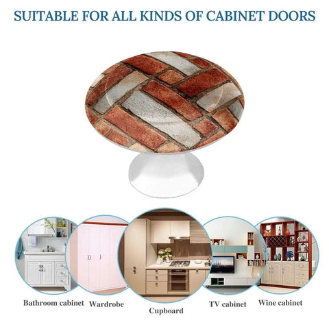 Super Cool Watercolor Terra Cotta Floor Tile Inspired Round Crystal Glass Drawer Cabinet Knobs With Stainless Steel Base shown on white surface