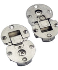 Two Piece 90 Degree Adjustable Concealed Cabinet Door Hinge Set For Table Drop Down And Flush Mount Zinc Alloy Construction