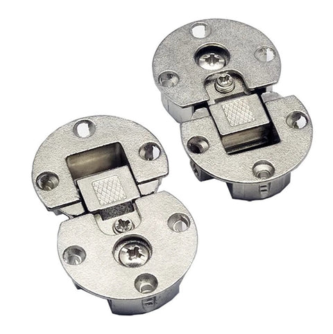 Two Piece 90 Degree Adjustable Concealed Cabinet Door Hinge Set For Table Drop Down And Flush Mount Zinc Alloy Construction
