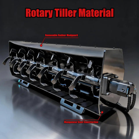 70 Inch Hydraulic Rotary Tiller Attachment For Skid Steer Loaders Heavy Duty Soil Cultivator With 6 Inch Tilling Depth Material View