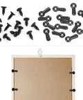 Picture frame hardware set with black metal screws and turn-button fasteners, 300 pieces.
