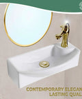 Laura White Ceramic Wall Mount Sink 18 Inch Floating Vessel With Overflow And Single Faucet Hole For Small Bathrooms