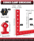 Corner Clamps For Woodworking 4 Pack 5.5 Inch Aluminum Alloy 90 Degree Right Angle Clamp dimensions chart with parts
