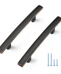 Oil Rubbed Bronze Curved Cabinet Handles Arch Drawer Pulls For Kitchen 3 Inch Hole Centers 25 Pack, shown with included screws