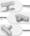Total Flex Crystal Rhinestone Cabinet Knobs 6 Pack Silver Glass Drawer Pulls Kitchen Vanity Bathroom Furniture Handles Upgrade Your Home Decor Game Right Now close-up of cylindrical glass knob with rhinestones and metal base.
