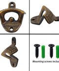 Badass Vintage Cast Iron Beer Bottle Openers Wall Mounted Set Of Twelve Post Style Bar Accessory For Man Cave Or Garage close-up with included screws