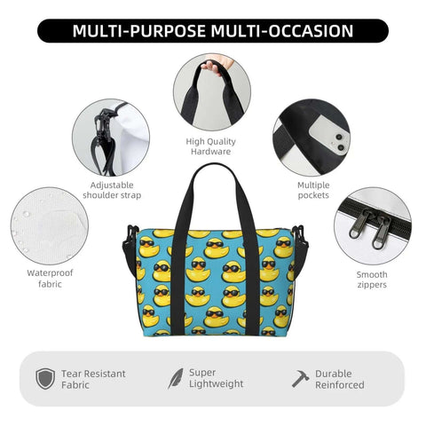 Laptop Tote Bag For Women Work Weekender With Dope Cool Duck Sunglasses Print features waterproof fabric and multiple pockets