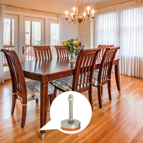 Heavy Hitter Adjustable Leveling Feet Solid As A Rock Carbon Steel Floor Shims No Sweat Quick Set Base Jacks Non Slip Support Pads For Industrial Racks And Heavy Equipment Rigged To Last 2 Pack on dining table