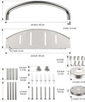 18 Inch Shower Grab Bar With Storage Shelf Brushed Nickel Stainless Steel Handicap Safety Rail parts diagram with measurements