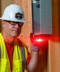Worker using Magnetic Pocket Laser Level With 360 Degree Wall Attachment, Red Laser Line Reaches 30 Feet, 3 Bubble Vials