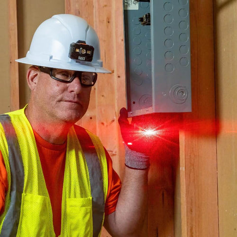 Worker using Magnetic Pocket Laser Level With 360 Degree Wall Attachment, Red Laser Line Reaches 30 Feet, 3 Bubble Vials