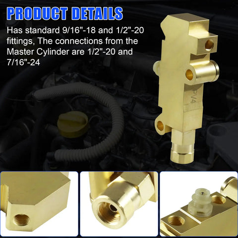 PV4 Brass Brake Proportioning Valve for Disc Brake Kits Four Wheel Disc Brakes Mopar Trucks Replacement 172 1361 High Strength Brass Valve With Standard Fittings and Master Cylinder Connections Ready for High Pressure Braking