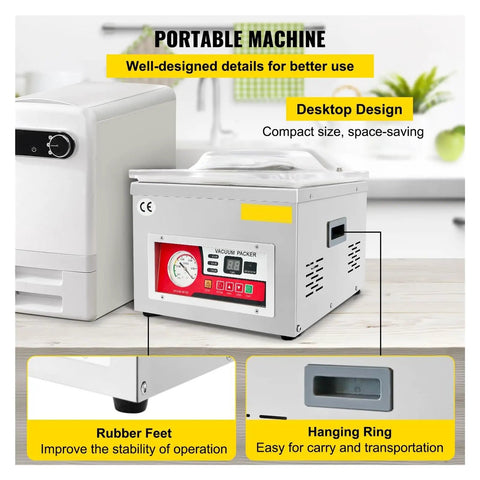 Commercial Chamber Vacuum Sealer That Locks Down Freshness And Keeps Your Kitchen Vibes On Point With A Smooth 180 Watt Pump, compact desktop design.