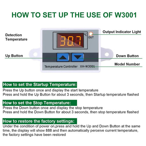 Digital LED Temperature Controller Module With Waterproof Probe, Programmable Thermostat For Heating And Cooling, Range -50C To 110C, 12V 10A 120W, 2-Pack, High Precision, Easy DIY Temperature Control For Machines And Projects
