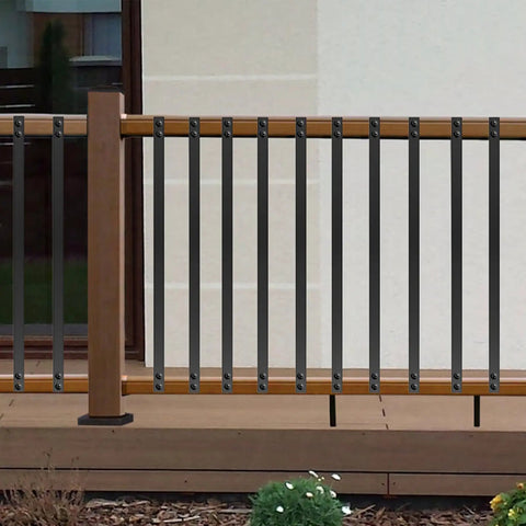 26 Pack Deck Spindles 36 Inch Straight Porch Railing Kit With Screws Heavy Duty Black Metal Balusters For Wood And Composite Decks Indoors Outdoors Stairs Patio