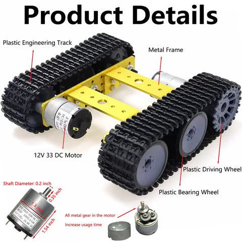 Robot Tank Chassis For Arduino Raspberry Pi Microbit Diy STEAM Education Premium Metal Tracked Robotic Chassis Control Platform with metal frame and plastic tracks
