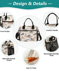 Design details of Desert Cowboys Insulated Lunch Bag With Adjustable Shoulder Strap, Vintage Horses print, front pocket, easy to clean
