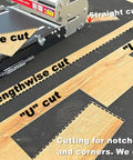 13 Inch Pro Vinyl Floor Cutter LVT 330 Beast with adjustable blade shown cutting various vinyl floors.