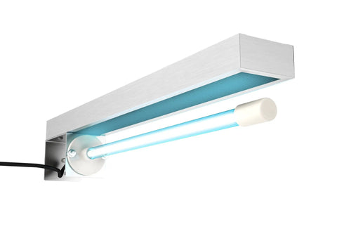 Whole House UV C Light System With Activated Carbon Filter And Magnetic Mount For HVAC, 16.75 Inch, shown from side angle