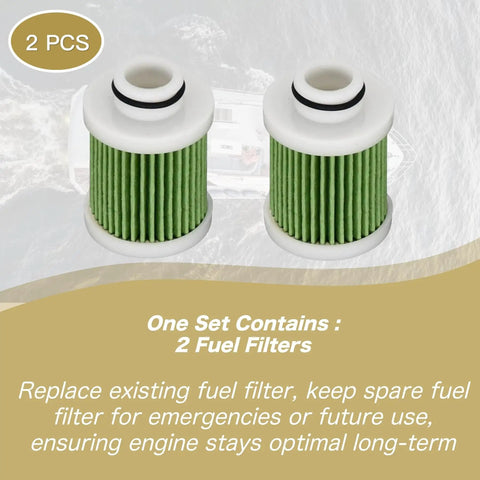Two Pack Fuel Filters For Suzuki Outboard Engines 15412-92J00 And 15412-92J01 Compatible 2 Piece Cartridge Set For DF100 DF115 DF150AP DF200AP