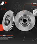 Front Disc Brake Rotors And Ceramic Pads Kit For Select Pontiac Vibe 2009 2010 Scion xD 2008 2014 Toyota Corolla 2009 2019 Matrix 2009 2014 Ten Point Eight Three Inch Rotors And Ceramic Pad Set showing vented design and specifications