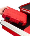 Half Inch Drive Hex Impact Socket Set, 24 Piece With Case, shown in hand from tool drawer for auto work and repairs.
