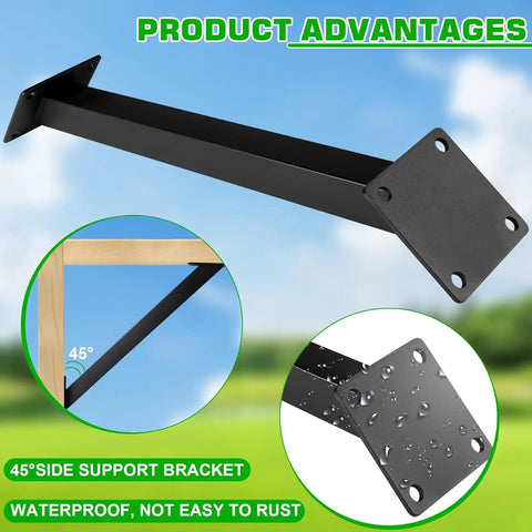 Heavy Duty 45 Degree Angle Support Brackets For Wooden Structures Built From Thickened Steel To Handle Heavy Lifting And Kick Up Extra Stability For Inside Mount Pergola Kits That Hold Firm Without Skipping A Beat, black steel bracket with waterproof features.