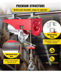 Heavy Duty 800 Kg Electric Chain Hoist Winch With Remote Control For Forklifts Warehouses And Building Sites Plus High Power 1450 Watt Motor showing galvanized steel wire and metal fixing ring.