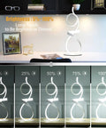21.6 Inch Modern Knight Design Table Lamp With Remote showing dimmable brightness levels, on white desk with decor pieces.