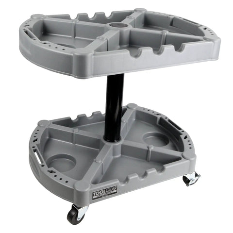 Base Station Pro Grade Modular Rolling Tool Organizer with Two Trays gray wheel cart for auto detailing