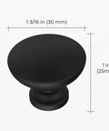 Fulton Matte Black Round Cabinet Knobs 1-3/16 Inch Easy Install Durable Hardware for Drawers Dresser Kitchen Cabinets Doors and Furniture 10 Pack