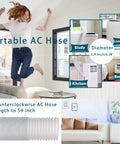 Sturdy 5.9 Inch Portable AC Exhaust Hose with steel ring, thick polypropylene, shown in various home settings, 59 Inch length