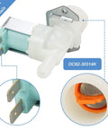 Washer Water Inlet Valve Set Replacement DC62-30312J And DC62-30314K For Samsung And Kenmore Washers Cold And Hot Side Inlet Valves DIY Friendly Install Durable Replacement Kit Fits 1810145 AP4204535 TOMOON, DC62-30314K valve detail