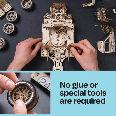 Endurance Racer DIY Model Car Kit 3D Puzzle wooden 1:12 scale sports car assembly with gears and no glue