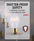 Shatterproof 40W A15 Light Bulbs Frosted 2700K Warm White 130V E26 Base Built For Tight Spaces Like Range Hoods Sewing Machines Freezers And Other Small Appliance Spots 6 Pack, showing bulb design and shatterproof feature
