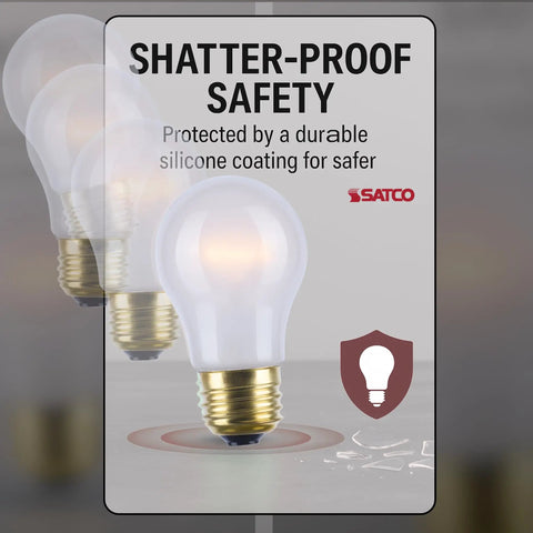 Shatterproof 40W A15 Light Bulbs Frosted 2700K Warm White 130V E26 Base Built For Tight Spaces Like Range Hoods Sewing Machines Freezers And Other Small Appliance Spots 6 Pack, showing bulb design and shatterproof feature
