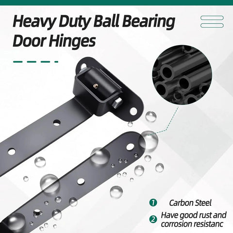 Two Piece Heavy Duty Gate Hinges Set For Wooden Fences And Barn Gates Built Tough 180 Degree Swing Supports Up To 900 Lbs Per Pair Durable Hardware For Yard Gates black carbon steel ball bearing hinges
