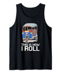 Rad Tuk Tuk Rickshaw And Vintage Italian Scooter Rider Graphic Tank Top For Auto Drivers Travelers Dope Relaxed Casual Lightweight Classic Fit Unisex Streetwear Tee with blue taxi graphic on black.