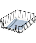 3 Inch Desk Tray Organizer Wire Letter Size for desk mail files memos, pro grade durable steel black buildable organization bin