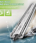 Beefy Heavy Duty Locking Drawer Slides 1 Pair 12 To 40 Inch Full Extension Ball Bearing Rails shown in anti-rust setting